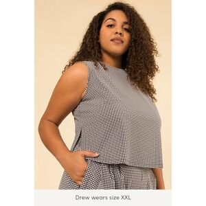 Wayre Jetsetter High Neck Crop Top Black White Gingham Check Small Recycled